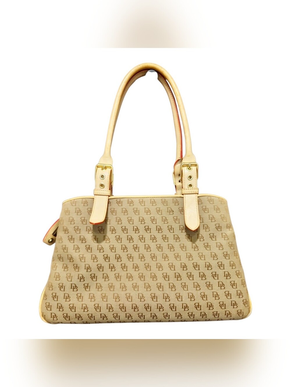 Dooney & Bourke Y2K Signature Monogram‎ Canvas Satchel Shoulder Bag 2000s Preppy